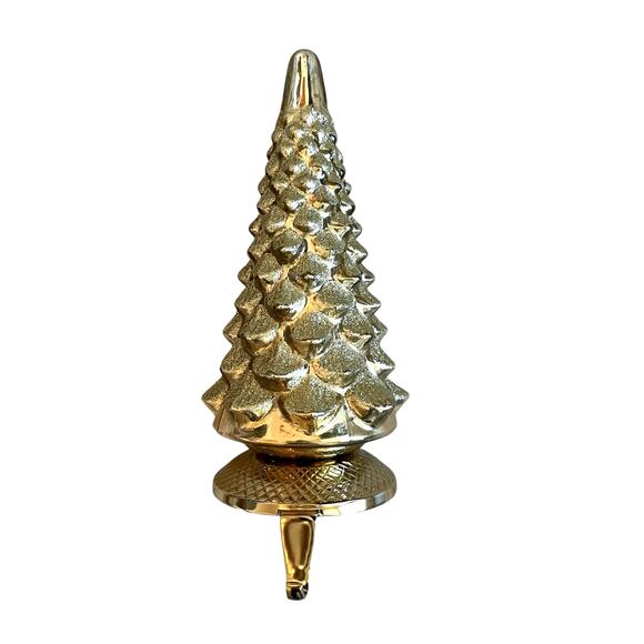 NEIMAN MARCUS Shiny Gold Tree Christmas Stocking Holder 11in Holiday Decor New - Picture 2 of 15